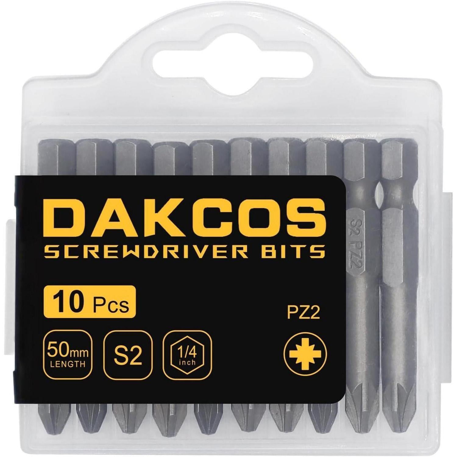 DAKCOS PZ2 platkop bit, staal, 50 mm, 10 stuks