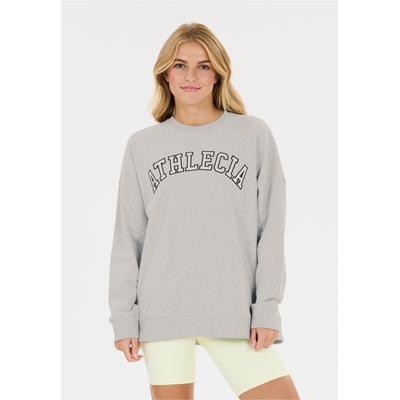 Sweatshirt ATHLECIA "Fenne", Damen, Gr. 44, grau (hellgrau), 100% Baumwolle, bedruckt, normal, Rundhals, Sweatshirts Sweatshirt, in komfortabler Qualität