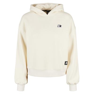 Kapuzenpullover STARTER BLACK LABEL "Starter Black Label Damen", Damen, Gr. S, paleweiß, 65% Baumwolle, 35% Polyester, unifarben, Rundhals, Sweatshirts Kapuzenpullover