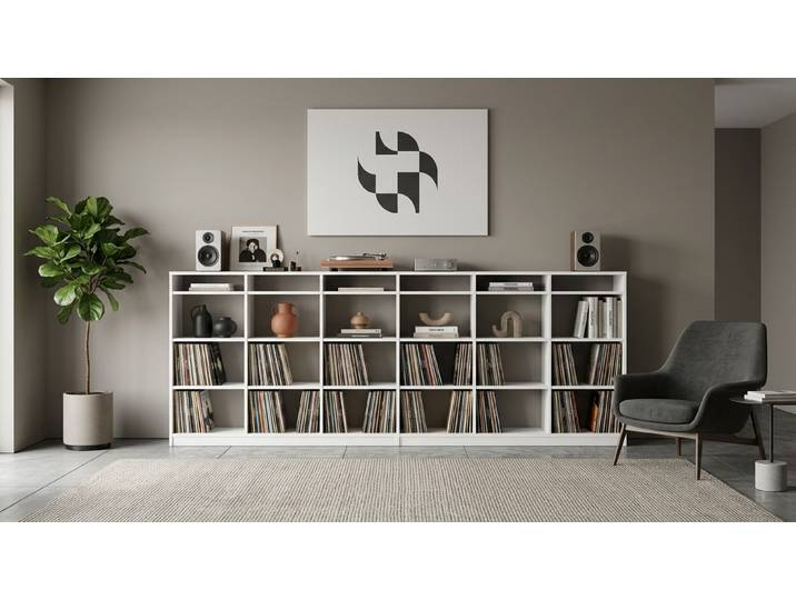 Schallplattenregal - Regal für Schallplatten mit vielen Optionen MDF Beschichtet MDF Weiß matt