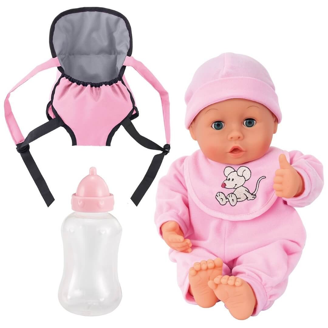 Bayer Design Mijn Eerste Baby poppenset van 33 cm met 4 accessoires