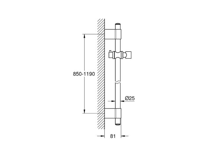 Duschstange GROHE Rainshower 1150 mm , grau (chromfarben), Metall, Duschkopfhalterungen, Duschstange