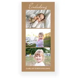 Einladungskarte Einschulung: Neuer Tag mit Fotos in Kraft Look