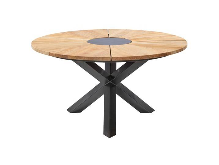 Musterring England Gartentisch Ø160cm Stahl/Teak Natur Dunkelgrau