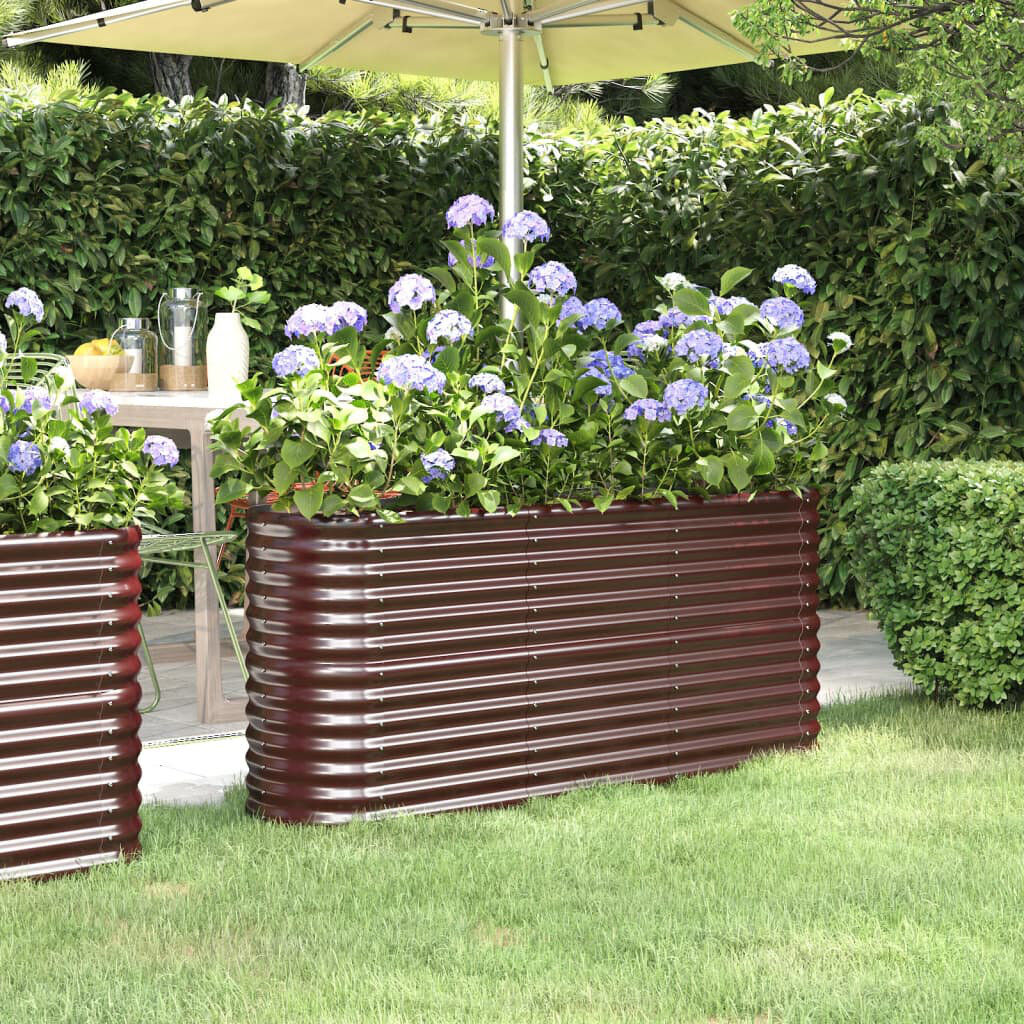 Dakota Fields Garden Raised Bed Powder-coated Steel Brown 68 cm x 152 cm x 40 cm