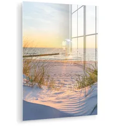 ACRYLGLASBILD Strand - Sonne - Düne - Gras - Sand - Horizont 60x80 cm