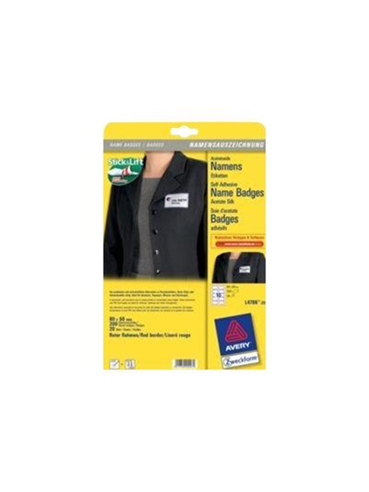 Avery - name badge labels - 200 label(s) - 50 x 80 mm