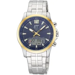 ETT Eco Tech Time EGA-11717-31M Funk-Solar Herrenuhr Professional Worldtimer Bicolor