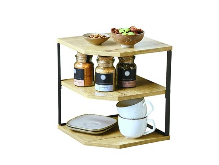 Kesper Küchen-Eckregal, 3 Ebenen, 26 x 26 x 28 cm 27833 Platzsparend verstaut – 3 Etagen für mehr Ordnung in jeder Küchenecke