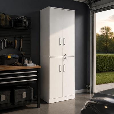 Timechee "78.7"" Multi-Shelf Garage Storage Cabinet with 4 Lockable Doors,Organizer for Tools,Cleaning Supplies"