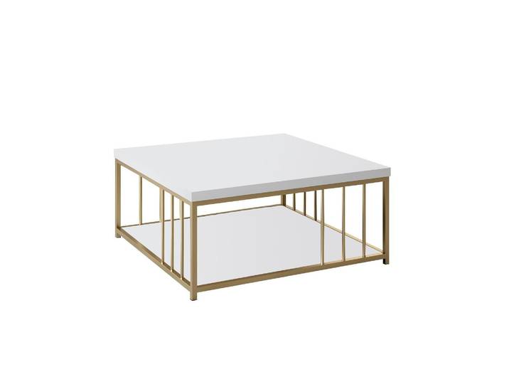 Beistelltisch WOODY FASHION Zenn 90 x 39 x 40 cm, Gold/Weiss , weiss (goldfarben, weiß), B:90cm H:40cm T:39cm, Tische, Beistelltisch