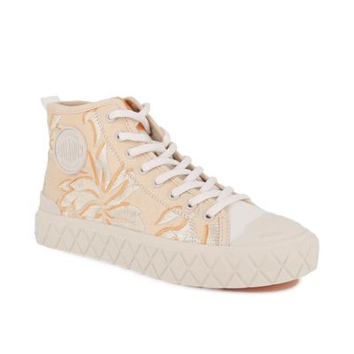 Sneaker PALLADIUM "ACE CHUKKA FLOWER", Damen, Gr. 40, beige (tropisand), Textil, Schuhe Sneaker, mit hochwertiger Stickerei