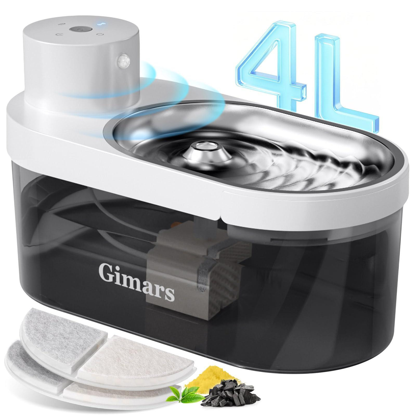 Gimars UltraStille BPA-vrije kattenfontein met bewegingssensor, 4L