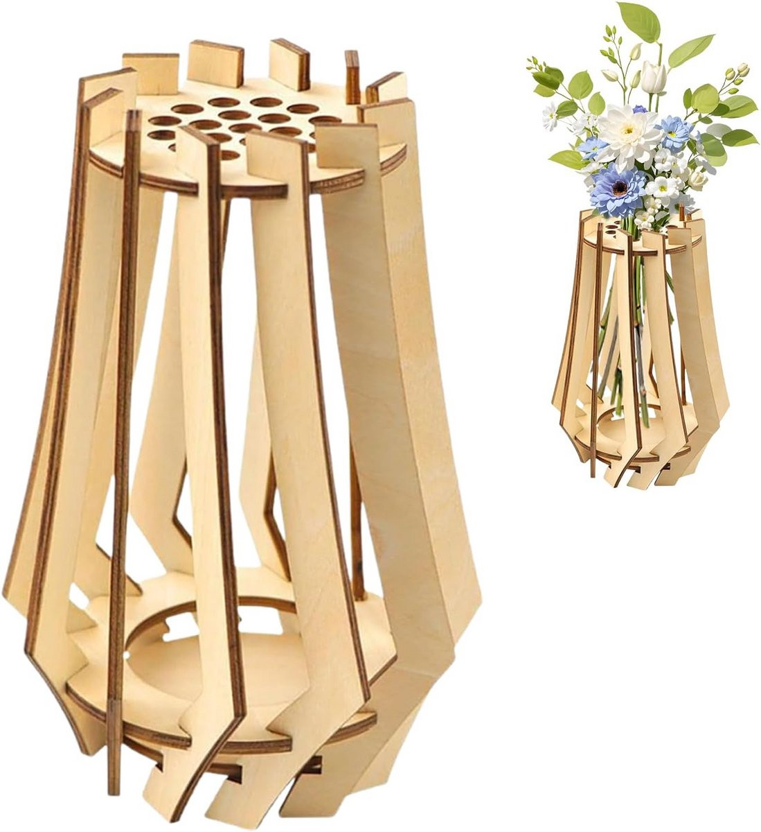 Modulaire Houten Puzzelvaas voor Bloemen en Boeketten