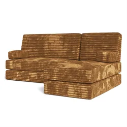 ECKSOFA NOTIA modulares Boneless Sofa mit Schlaffunktion Orange Kordstoff