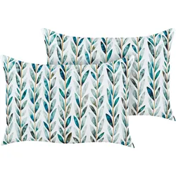 GARTENKISSEN 2er-Set Blattmotiv weiß/grün 40/60 cm Loano