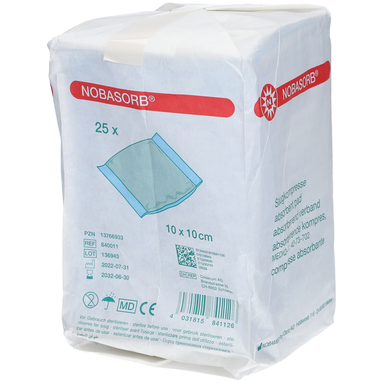 Nobasorb Saugkompressen 10x10 cm 25 St Kompressen