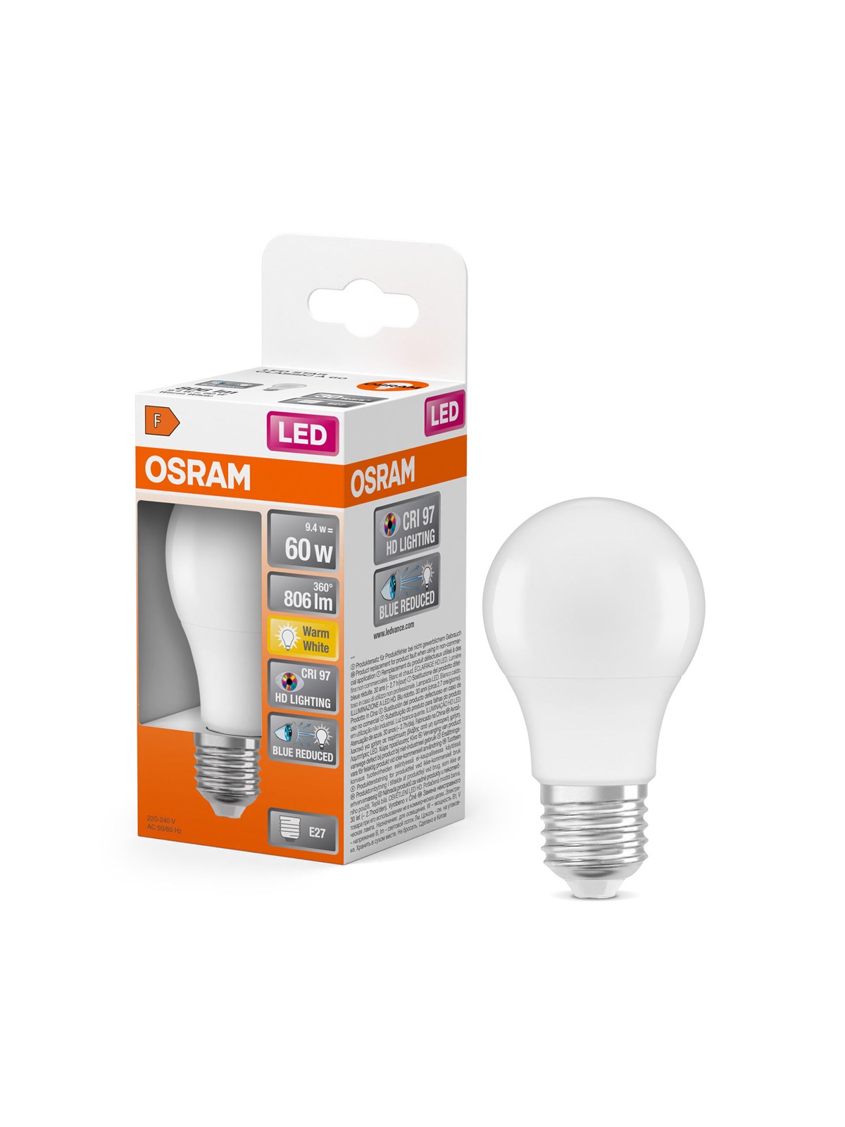 Osram LED-Lampe LED Comfort standard frosted 806lm 9.4W/927 (60W) E27