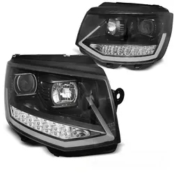 Scheinwerfer DRL LED Tagfahrlicht passend für VW T6 15-19 Schwarz mit dynamischen LED Blinker
