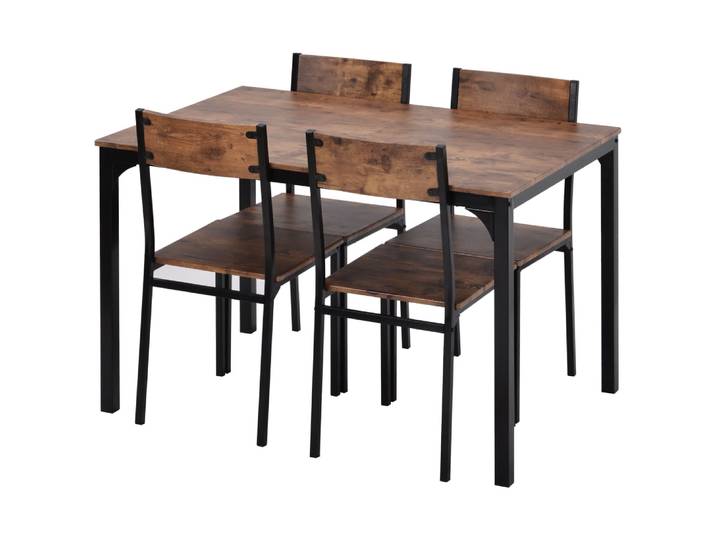 Ensemble table et 4 chaises marron vintage