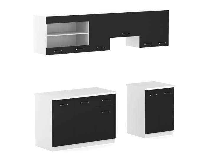 Küchenzeile NADINE 240 x 60 x 85 cm schwarz/weiss