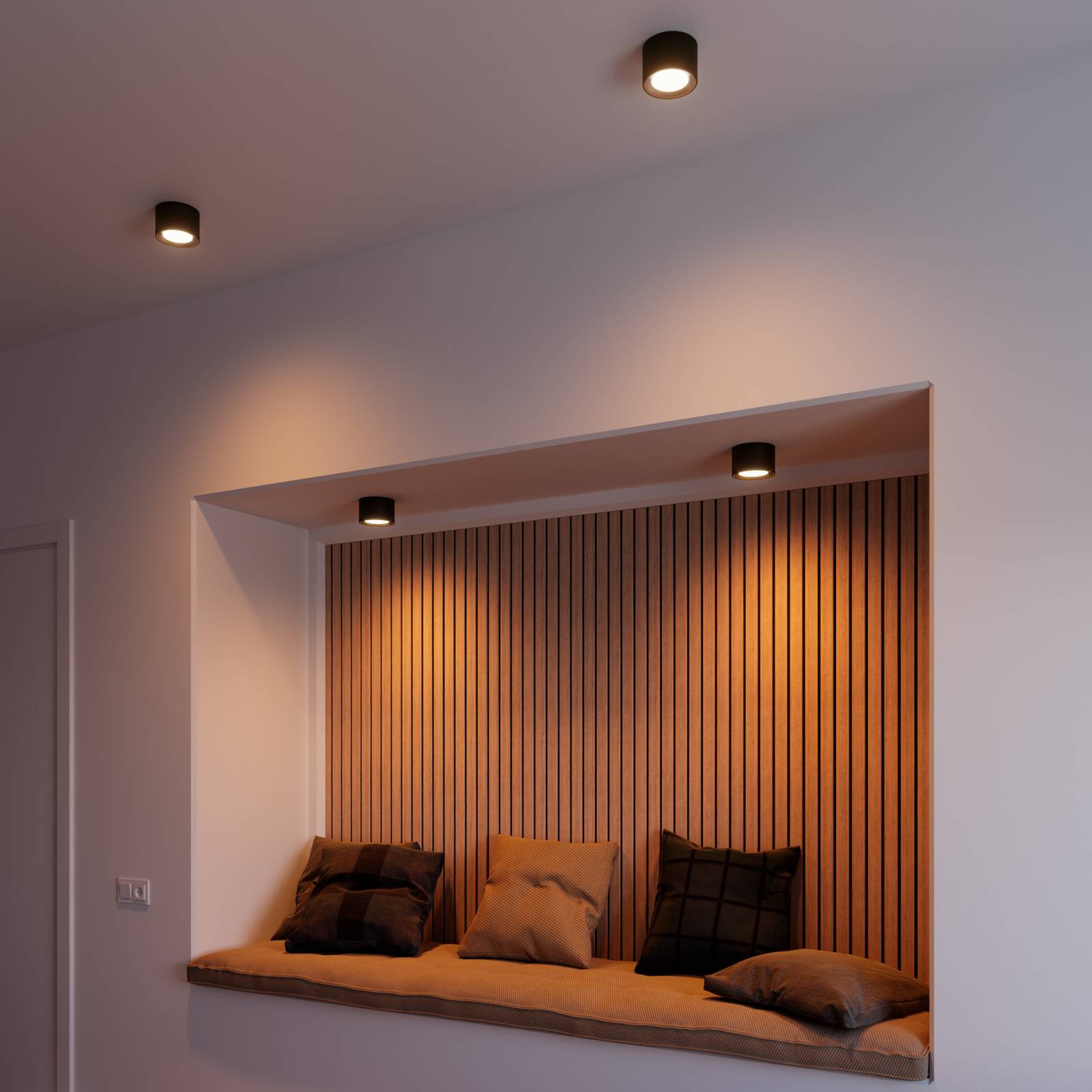 Nordlux Landon Smart LED downlight, black, height 8.2 cm Smart, dimmable, Black, Living / Dining Room, metal