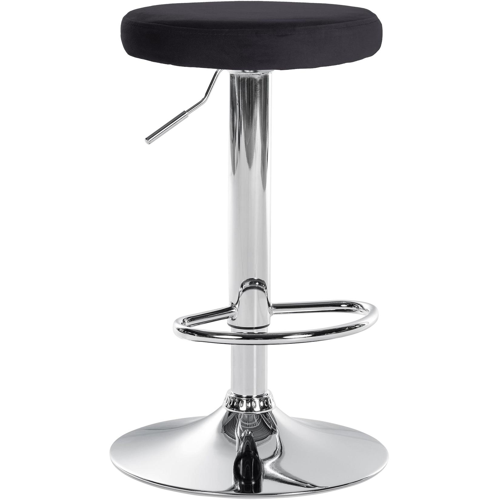 CLP Barhocker Ponte Samt chrom - Farbe: schwarz, Gestellfarbe: chrom