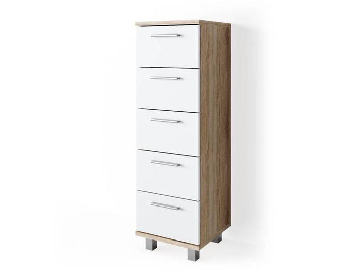 Vicco Badschrank Ilias Sonoma 30 x 95 cm, Sonoma Eiche, Holzwerkstoff, Rechteckig, 30x95x30 cm, Badezimmer, Badezimmerschränke, Midischränke