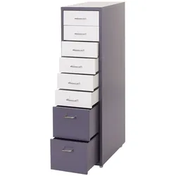 Proregal Rollcontainer Housten | HxBxT 110x28x41cm | 8 Schubladen | Dunkelgrau Weiß-Dunkelgrau | Schubladenschrank Stahlschrank