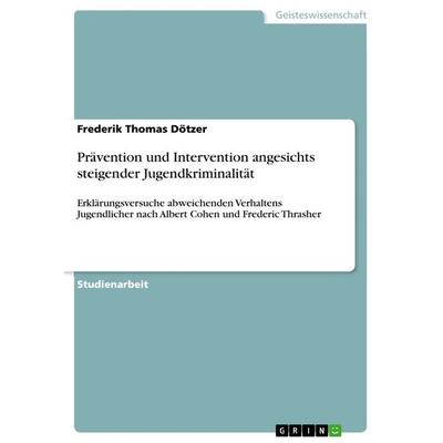 Prävention und Intervention angesichts steigender Jugendkriminalität, Taschenbuch von Frederik Thomas Dötzer, GRIN, 978-3-668-52905-2