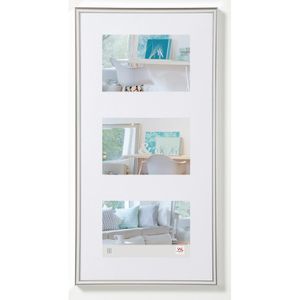 walther-design Bilderrahmen New Lifestyle KV338S, Collage, 13 x 18 cm, für 3 Bilder, Echtglas, Kunststoffrahmen, silber