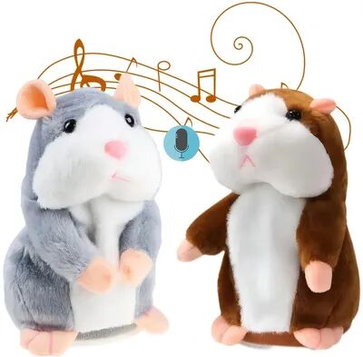 Perfect Picks Market Learn To Imitate Talking Little Hamster Animal Plush Toy Soothing Talking Nod Hamster Doll For Kids grey