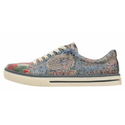 Sneaker DOGO "Classic Schnürsneaker Never Ending Story Damen Sneaker, Classic", Damen, Gr. 36, atmungsaktiv gefüttert ungefüttert, Normalschaft, bunt (mehrfarbig, blau, rot), Lederimitat, Schuhe Sneaker, Handgefertigt
