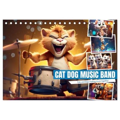 Cat dog music band (Desk Calendar 2026 DIN A5 landscape), CALVENDO 12 Month DeskCalendar