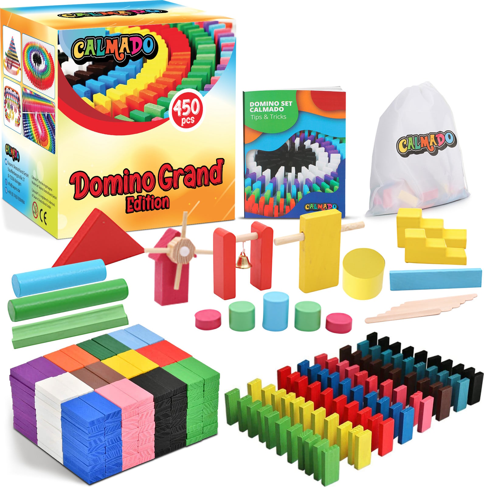 Calmado Grand Edition Domino set met 450 houten domino stenen