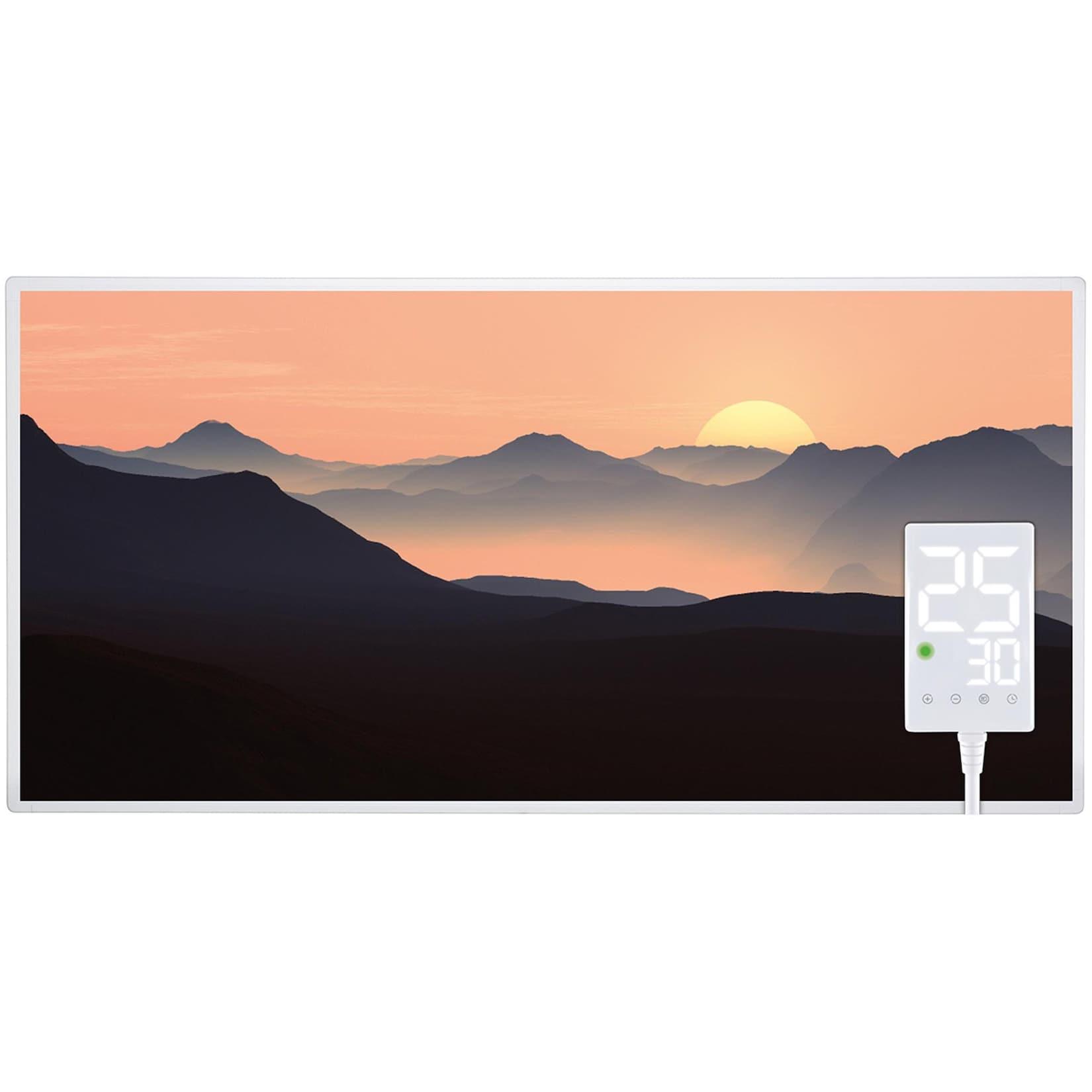 Heidenfeld Infrarotheizung HF-HP105, mit Bild, 16 Motive, 10 J. Garantie, Thermostat, Wandmontage (1000 Watt, Sonnenaufgang)