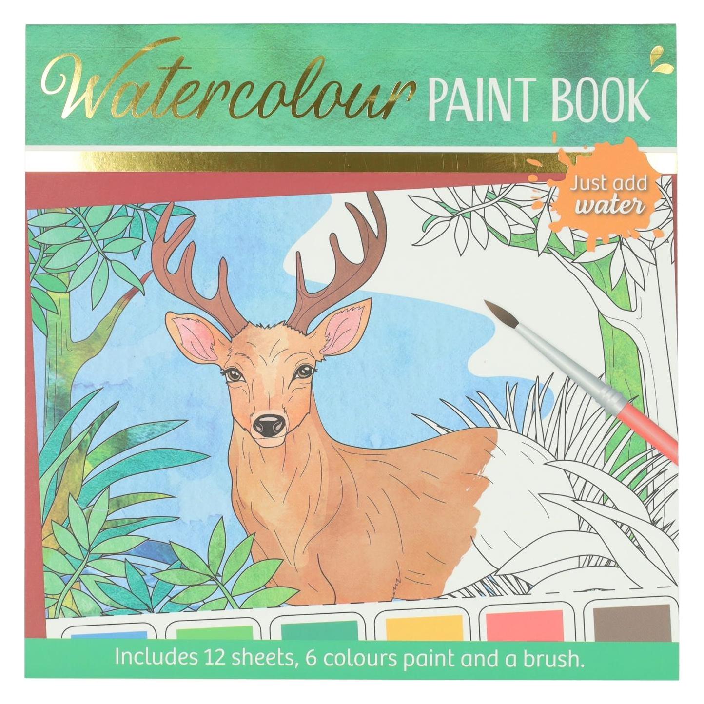 Wins Holland Aquarell-Malblock Erwachsene - Waldtiere - inkl. Pinsel und 6 Aquarellfarben (64654652)