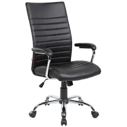 Dmora Bürostuhl Ddim, Präsidentensessel mit Armlehnen, Ergonomischer Bürostuhl, 63x65h108/118 cm, Schwarz