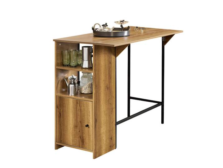 SoBuy Bartisch Vintage, Braun, Holzwerkstoff, Metall, 120x95x63 cm, Esszimmer, Barmöbel, Bartisch