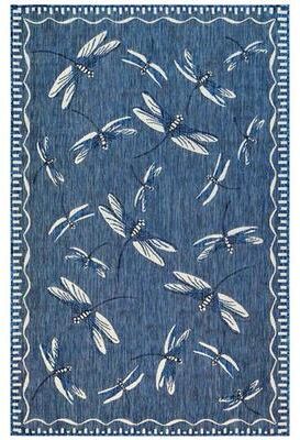 Trans Ocean Import Co Inc "Dragonfly Flight Rectangle Rug, 3'3"" x 4'11"", Federal Blue"