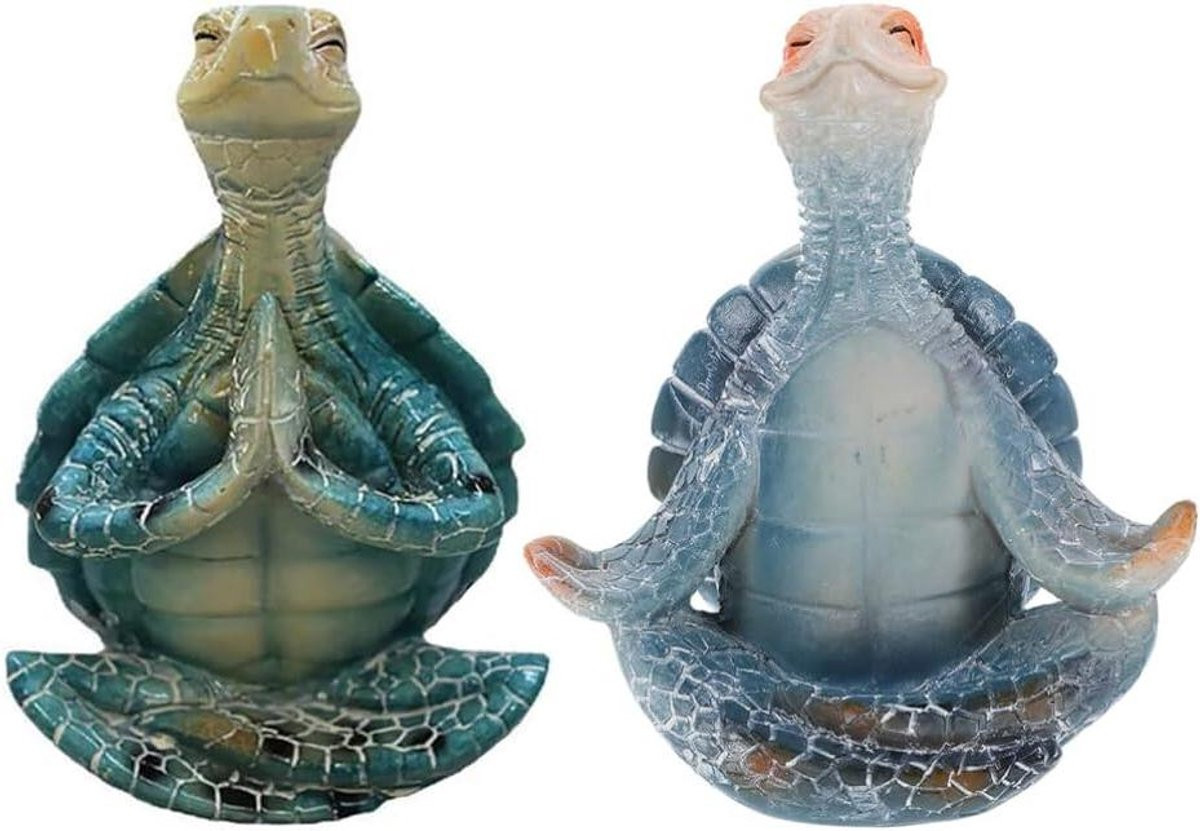 Schildmeyer Schildpad Yoga Beeld voor op tafel - Grijs - 10 cm