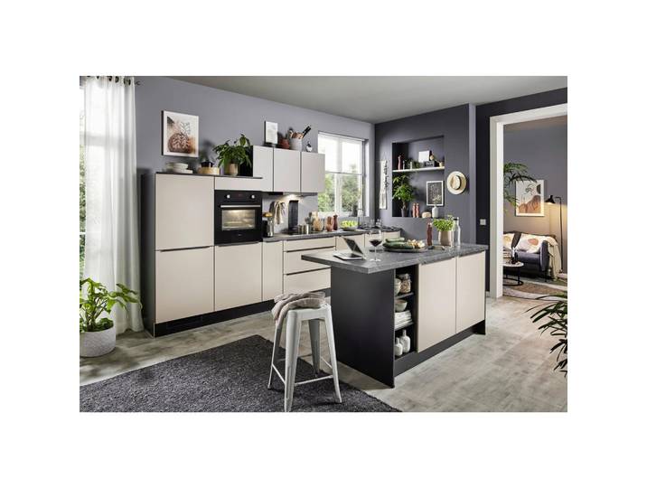 Impuls Küchenleerblock Ip1200, Schwarz, Cappuccino, 3 Schublade(n) Schubladen, nur wie online abgebildet bestellbar, 184.1x390.2 cm, seitenverkehrt erhältlich, vormontierter Korpus, Küchen, Küchenzeilen & Küchenblöcke, Küchenzeilen ohne Geräte