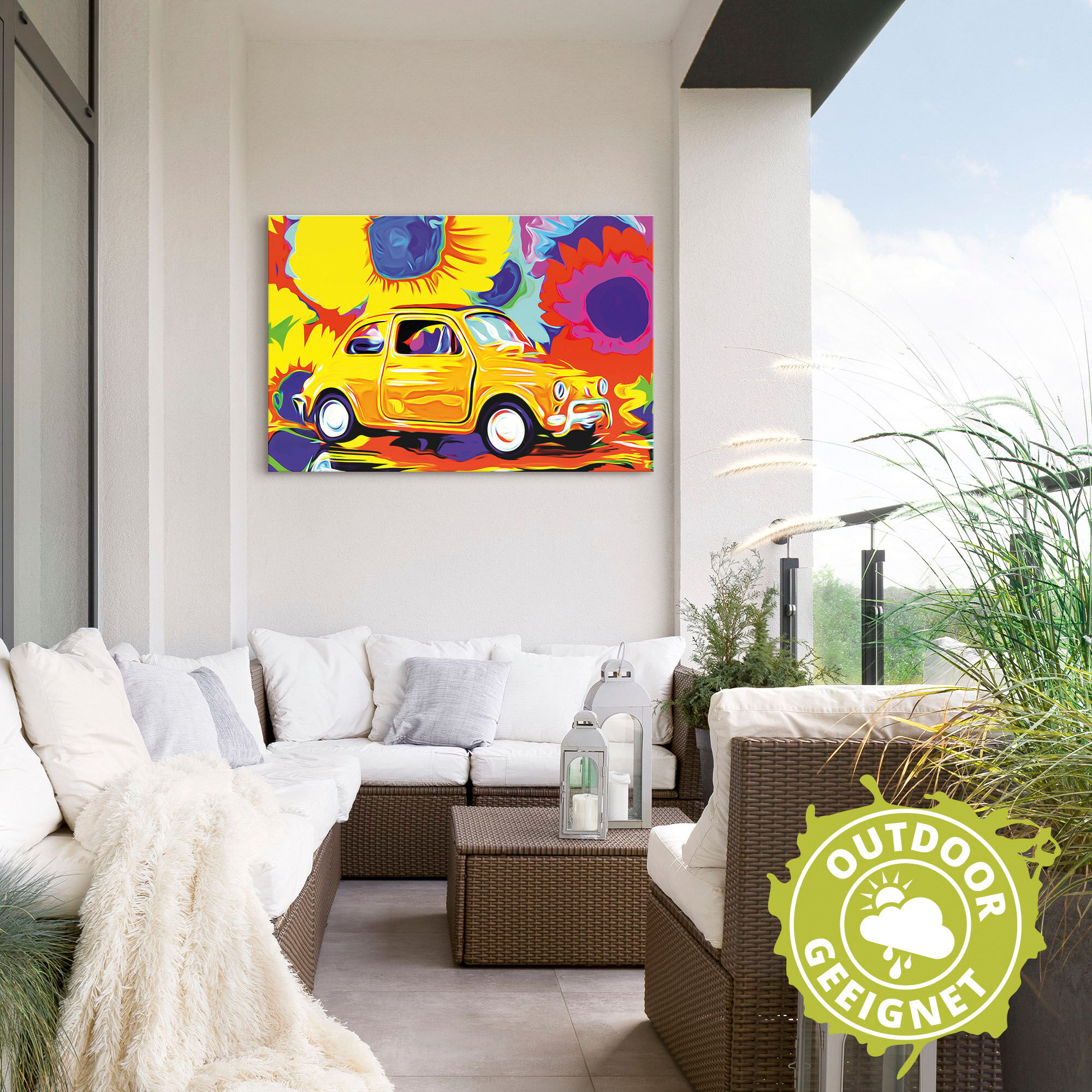 Alu-Dibond-Druck ARTLAND "Fiat 500", bunt (farbe bild(er): bunt), B:30cm H:20cm, Bilder, Alu-Dibond-Druck, für Innen- und Aussenbereich geeignet, Outdoorbild farbe bild(er): bunt B/H/T: 30cm x 20cm, Alu-Dibond-Druck Auto Querformat, 1 Stk.