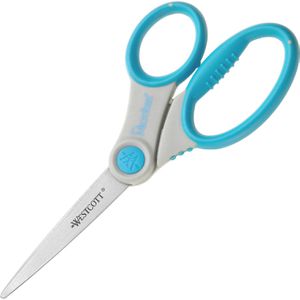 Westcott Büroschere Microban Softgrip, mit Softgrip, aus rostfreiem Edelstahl, Universalschere, blau, 18 cm
