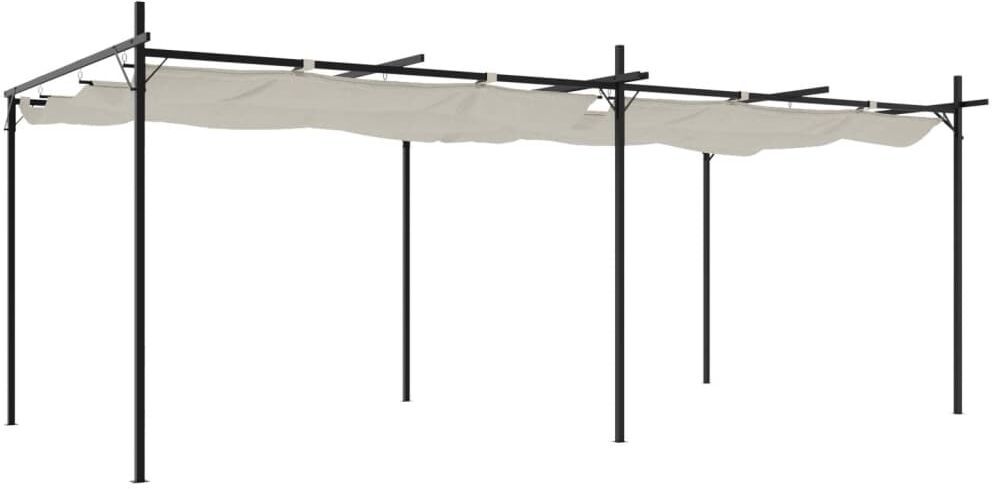 vidaXL Pergola avec toit rétractable crème 589x292x230 cm