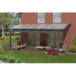 Skan Holz Terrassenüberdachungen Verona o. Mittelpfosten Breite 648 cm-648 x 289 cm - Gr. 2-schiefergrau