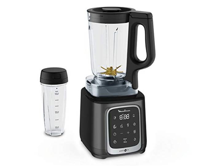 Moulinex InfinyMix LM91HD Standmixer, 5 Programme + manuell, Tritan Karaffe BPA-frei 1.75L + Transportflasche Tritan 600ml Buch 50 Rezepte Smoothies Eis Zerkleinern 1600W, Keine Angaben