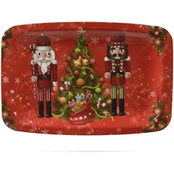 Christmas Decorations 1 Dekoteller Kunststoff 41cm Nussknacker Motiv Weihnachtliche Dekoschale Dekotablett Adventsdeko Weihnachtsdeko Winter Deko Teller Tablett Tray Rot