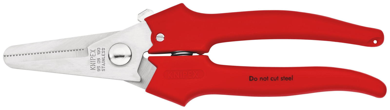 Knipex universeeltang met kunststof coating en openingsveer, gepolijst, lengte: 190 mm, 95 05 190