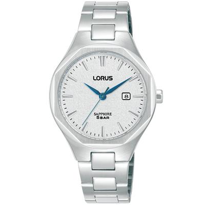Quarzuhr LORUS "Classic Quarz", silber (silberfarben, blau, silberfarben), Armbanduhren, Damen, silberfarben, Quarzuhr, Armbanduhr, Damenuhr, Edelstahlarmband, analog, Tag
